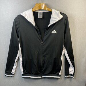 Adidas Warm Up Jacket Women's Medium Climalite Long Sleeve Full Zip Stained‎